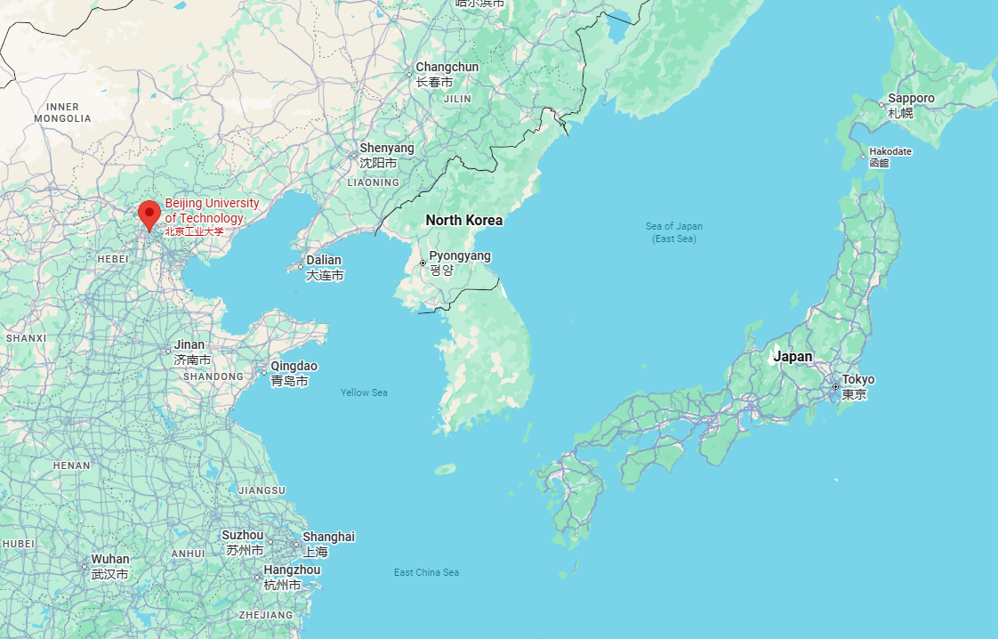 Map showing the location of Beijing University of Technology