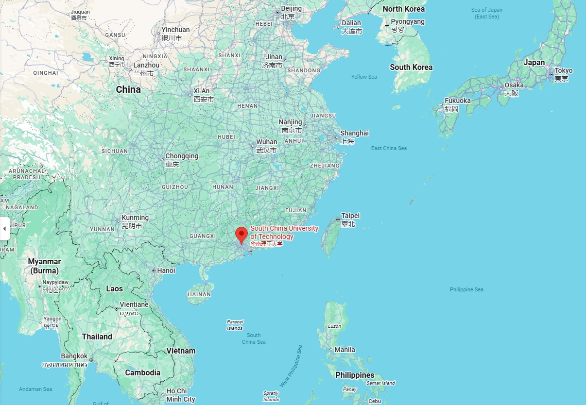 Map showing the location of South China University of Technology