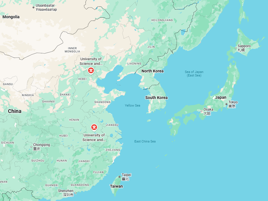Map showing the location of University of Science and Technology of China